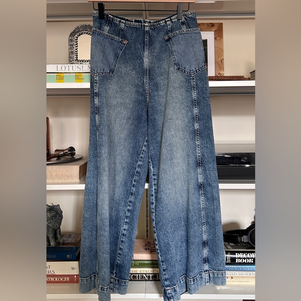 Pilcro Kick Mid-Rise Crop Wide-Leg Jeans Altered Size 28